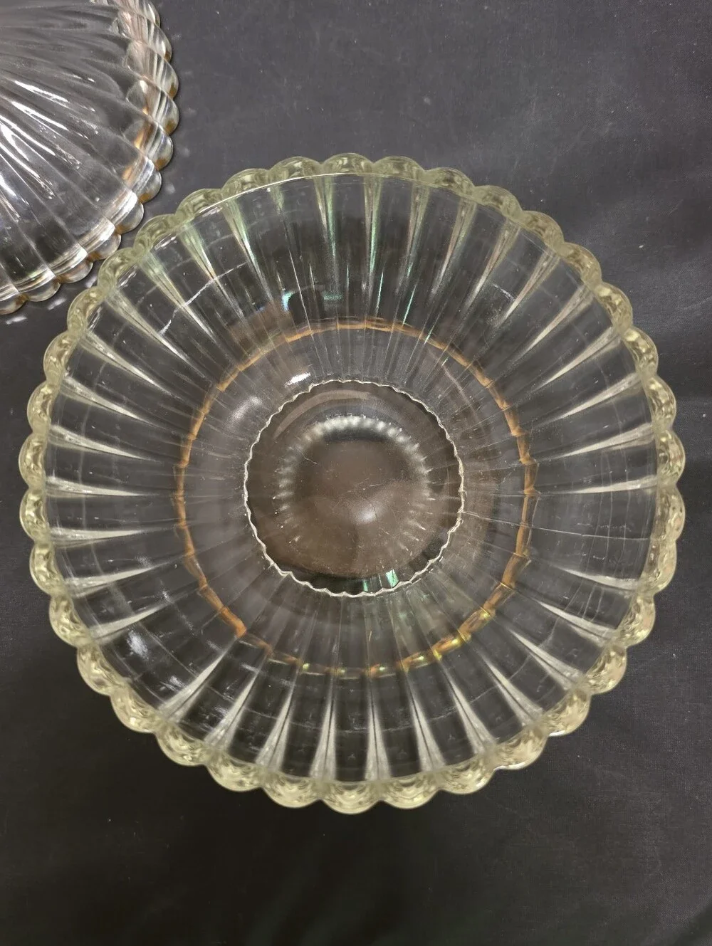 Vintage Jeannette Glass National Covered Candy Nut Dish Gold Trim 1950s MCM - Picture 3 of 6